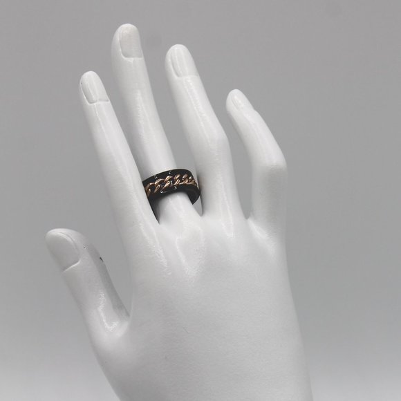 Mens black and rose tone ring band 8mm - Picture 5 of 6